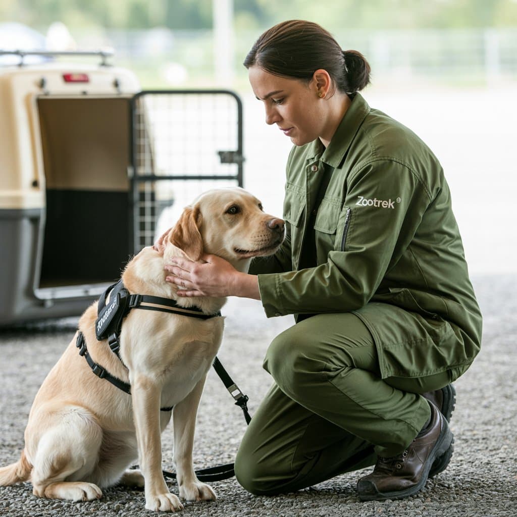 Zootrek team member with a dog